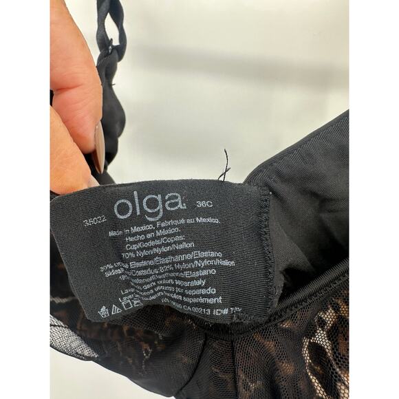 Olga Womens Black Cheetah Minimizer Underwire Bra Size 36C Sexy Romantic - Picture 4 of 5